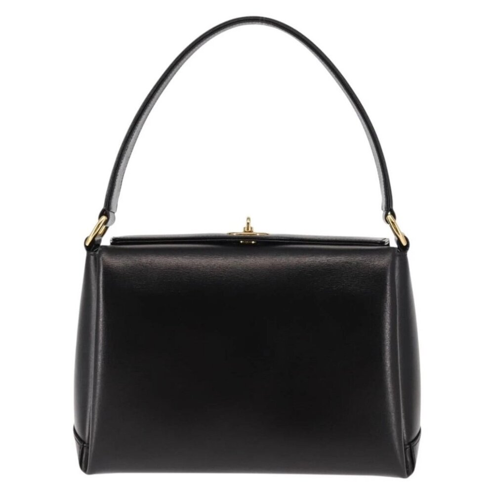 GUCCI Interlocking Hand Bag Leather Black Gold Auth fm4894 - Picture 2 of 16
